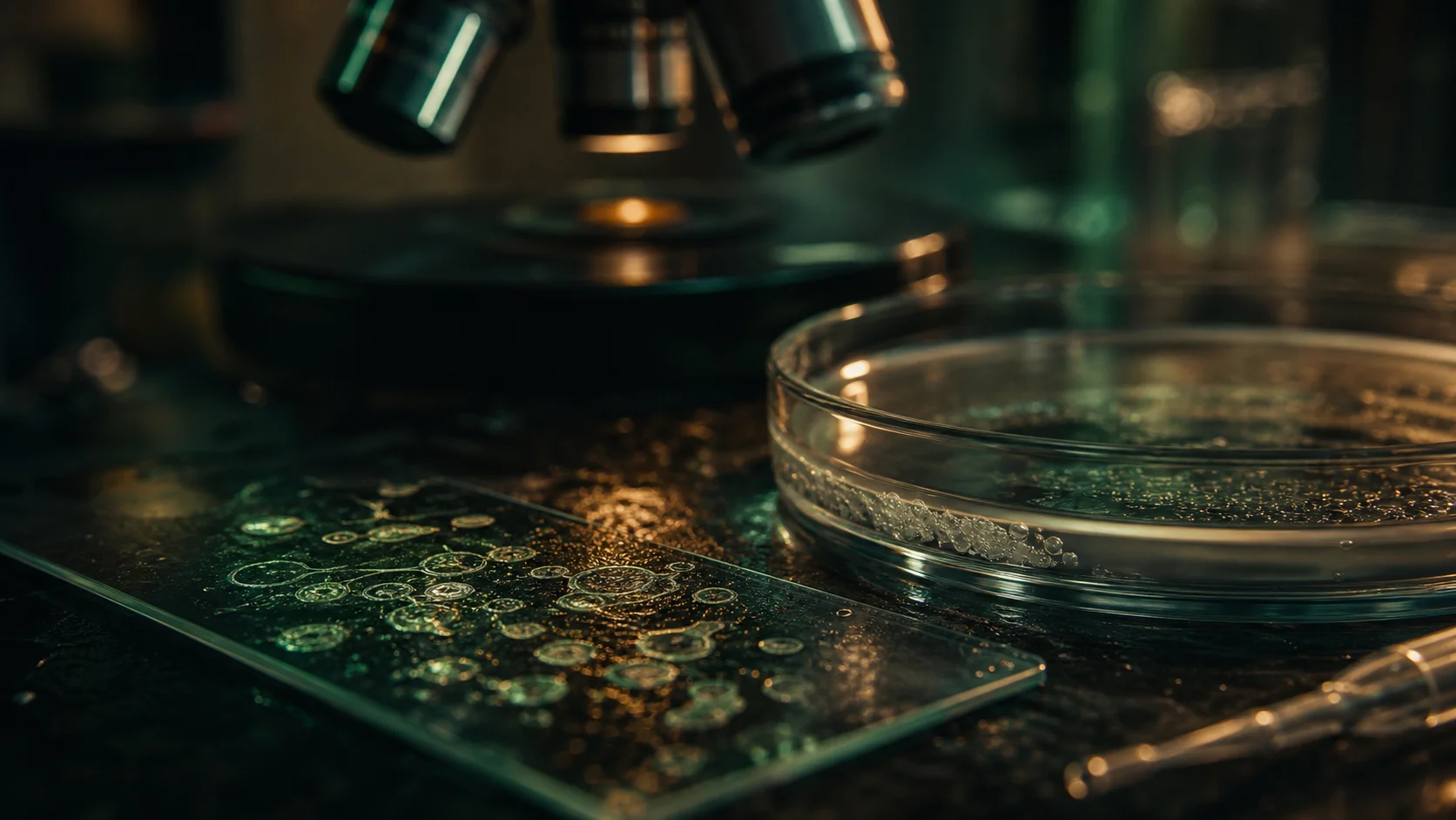 Fotorealistyczne stanowisko mikroskopowe w laboratorium biologii komórkowej